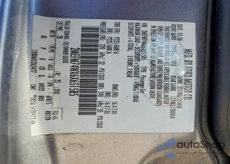 2006 Mercury Grand Marquis Gs z USA, uszkodzony, nr VIN 2MEFM74WX6X651585